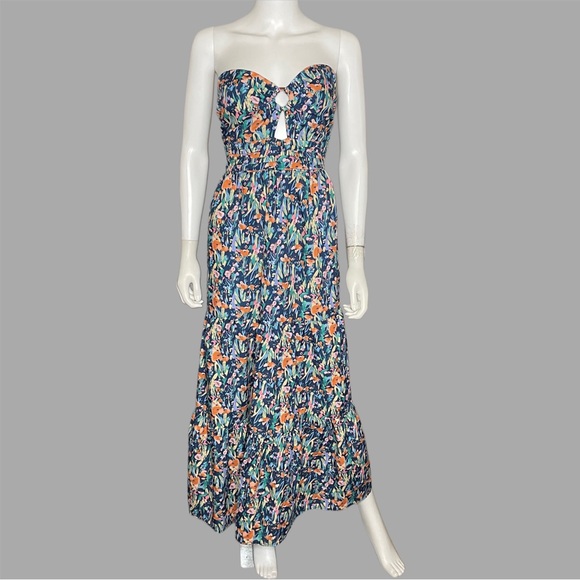 🔺SOLD🔻 Lush Floral Strapless Maxi Dress - Picture 1 of 5